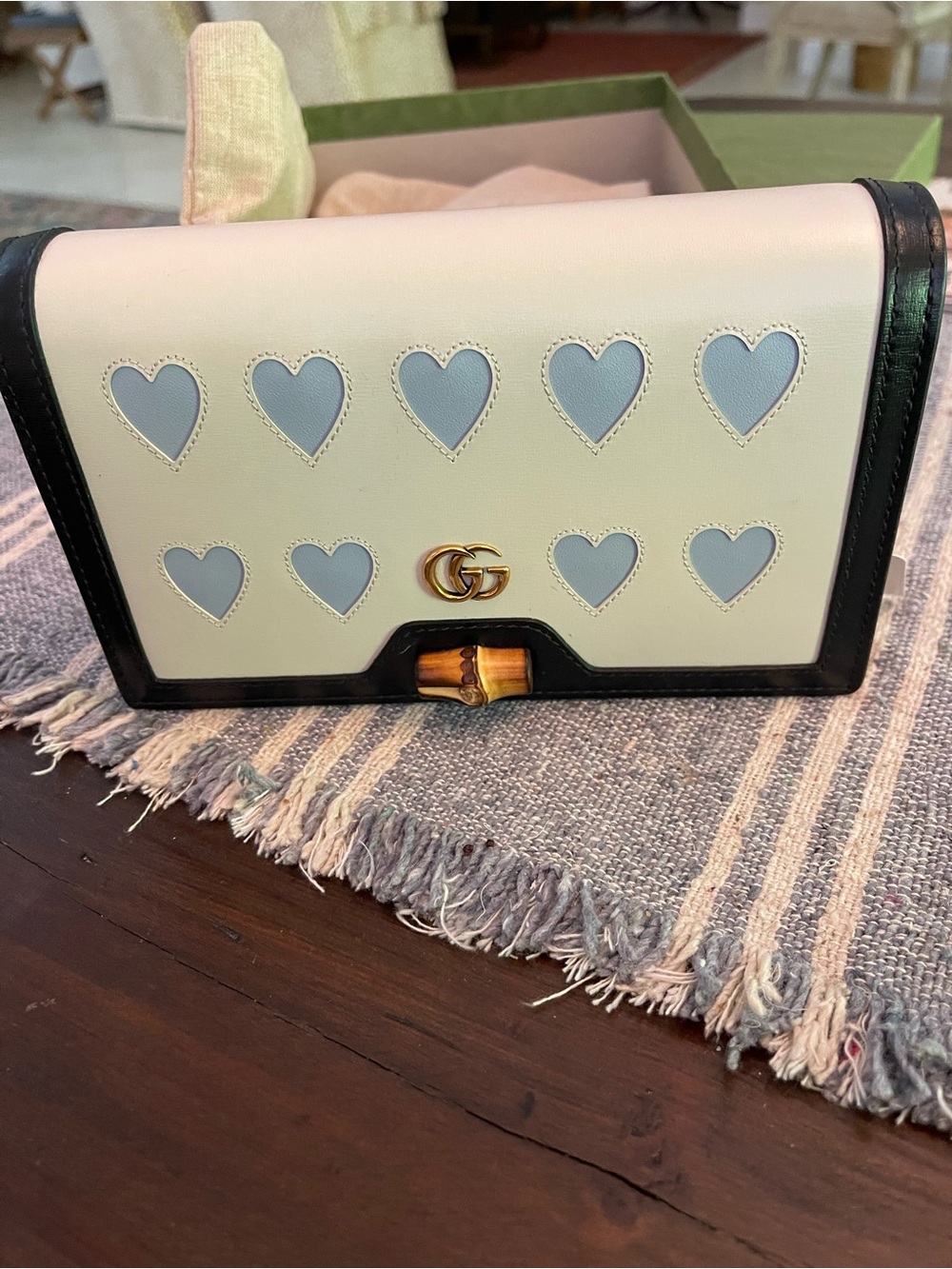 Gucci love light mini Diana Heart Cutout Bamboo Detail Shoulder Bag